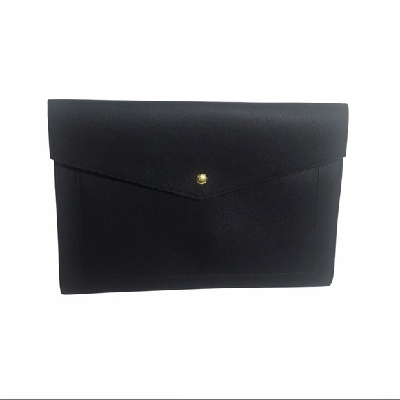 glass ladder Handbags - Glass Ladder & Co Megan Portfolio Clutch XL- Black Vegan Faux Leather NWOT